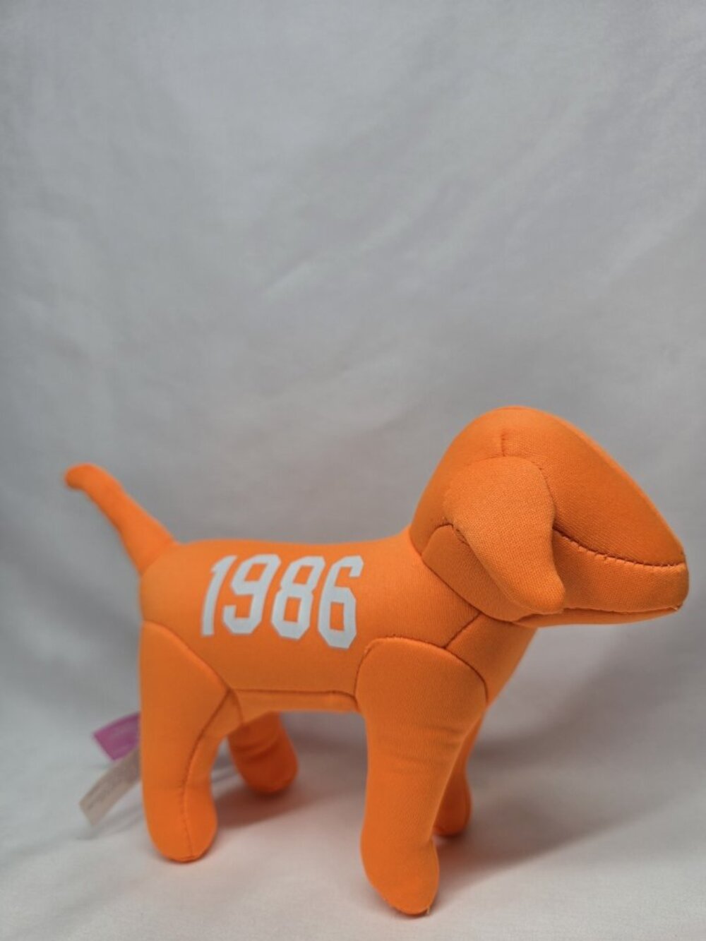 VICTORIA'S SECRET PINK DOG 1986 Plush 8" Puppy Doggy Y2K Neon Orange